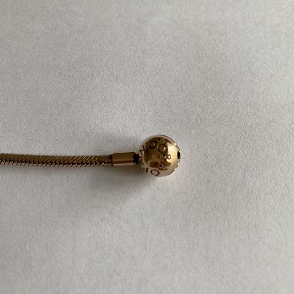 Authentic Pandora Bracelet 6.3" Pink Gold Pleated Sterling Silver Snake Chain - Picture 3 of 5